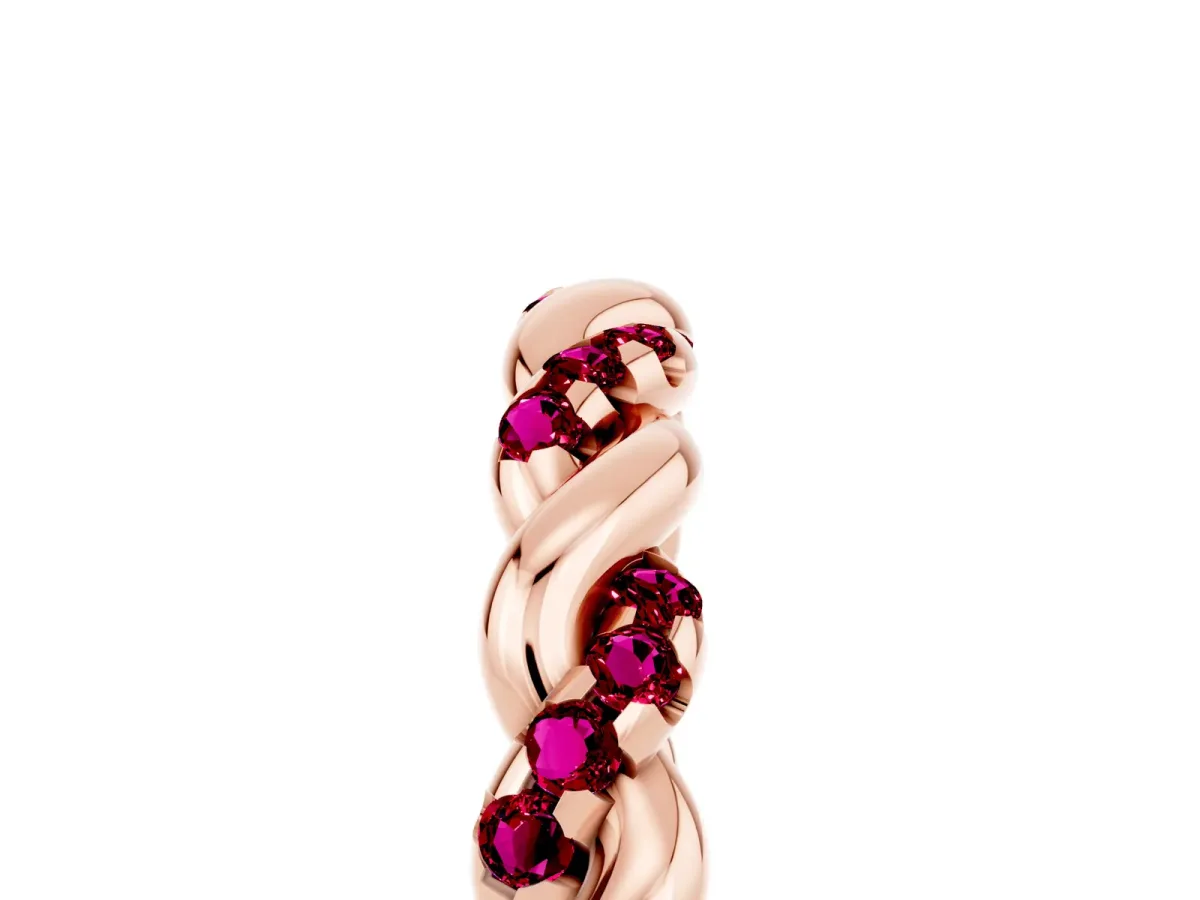 Twisted Pavé Round Garnet Eternity Band Rose gold