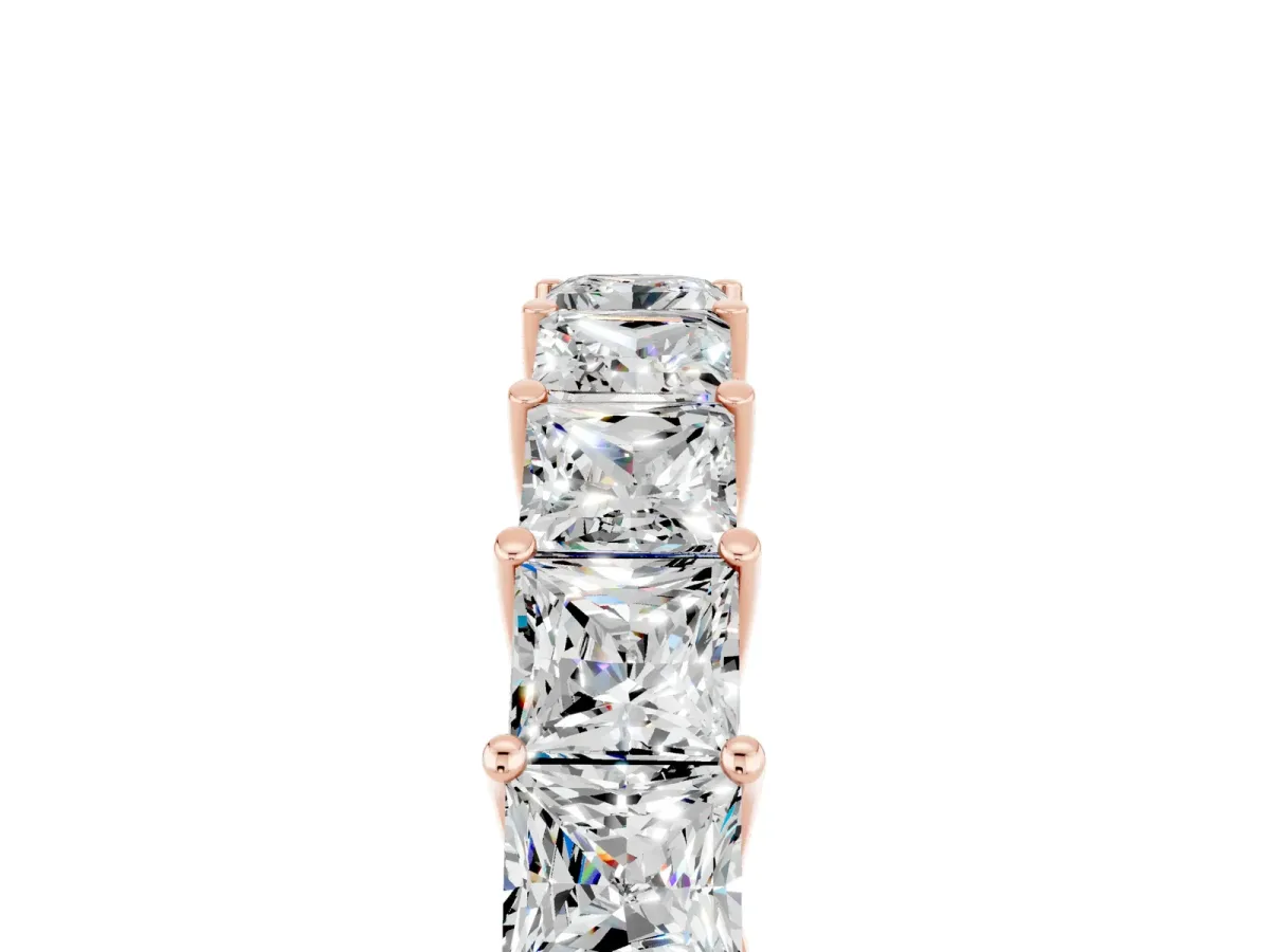 Princess Cut Moissanite Channel-Set Eternity Band with Prong Setting Rose gold