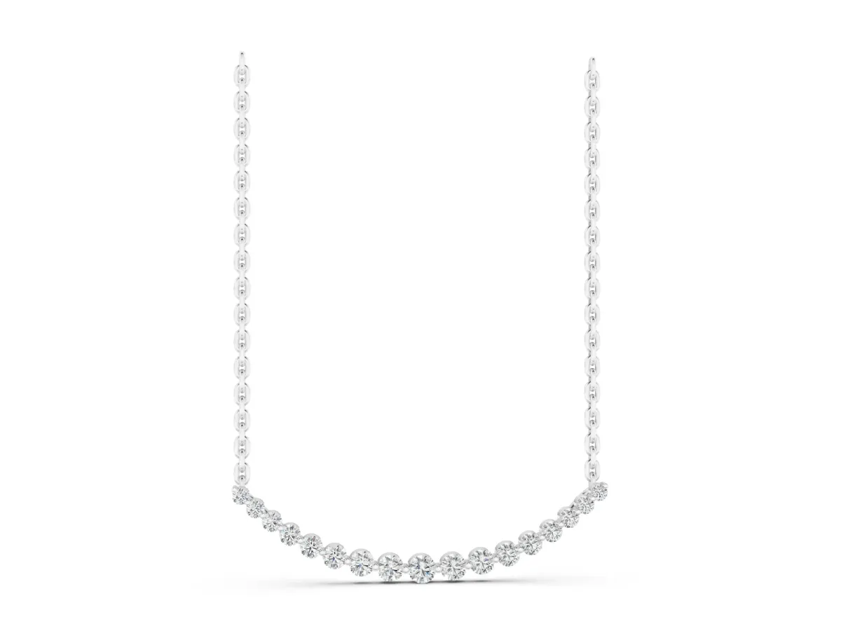 Round Diamond V-Prong Bar Pendant White gold