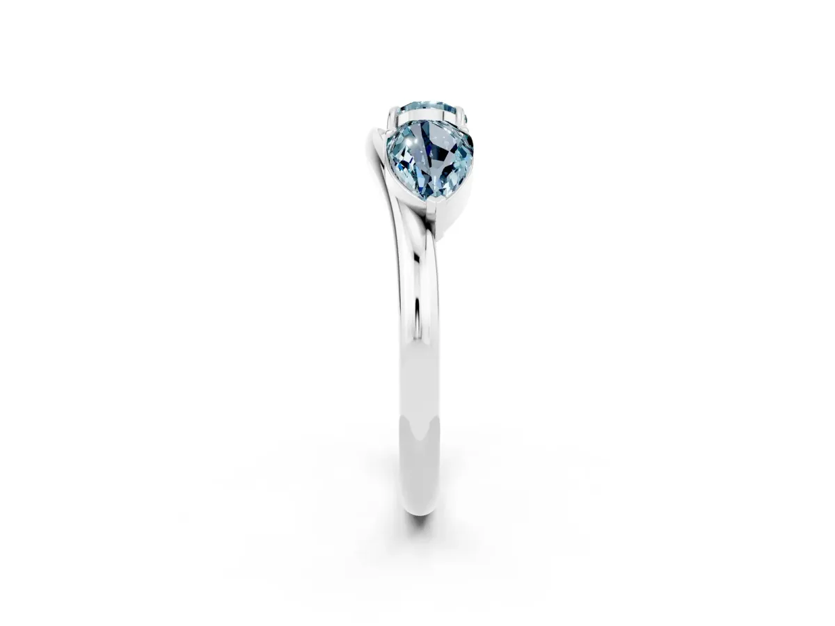 Two-Stone Pear Aquamarine Bypass Ring with Prong Setting Platinum