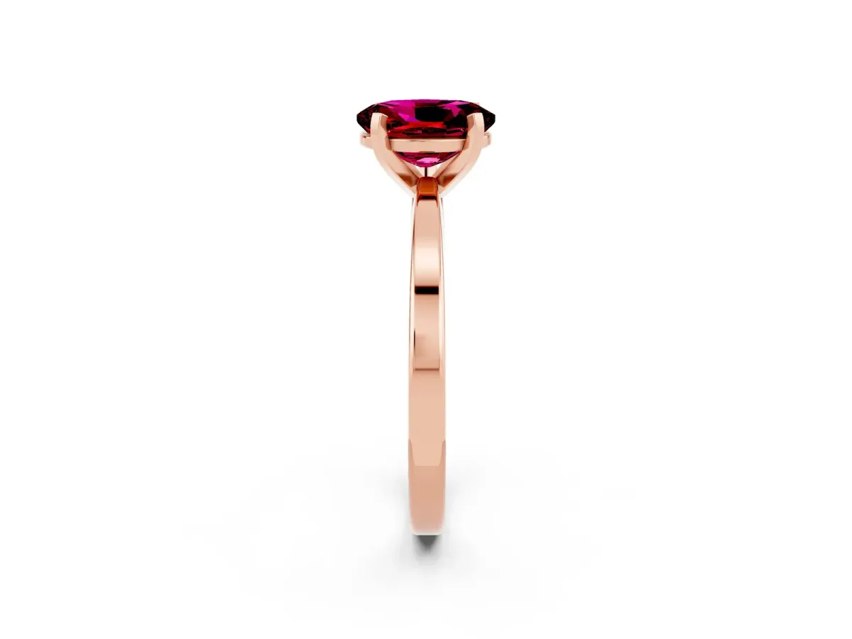 Oval Cut Garnet Solitaire Engagement Ring with Classic Band and Four-Prong Setting Rose gold