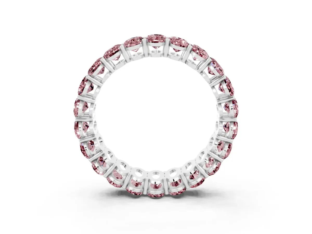 Oval Cut Morganite Eternity Band with Shared Prong Setting Platinum