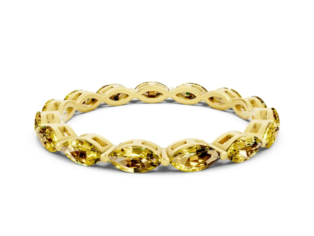 Marquise Yellow Sapphire Eternity Band with U-Prong Setting Yellow gold
