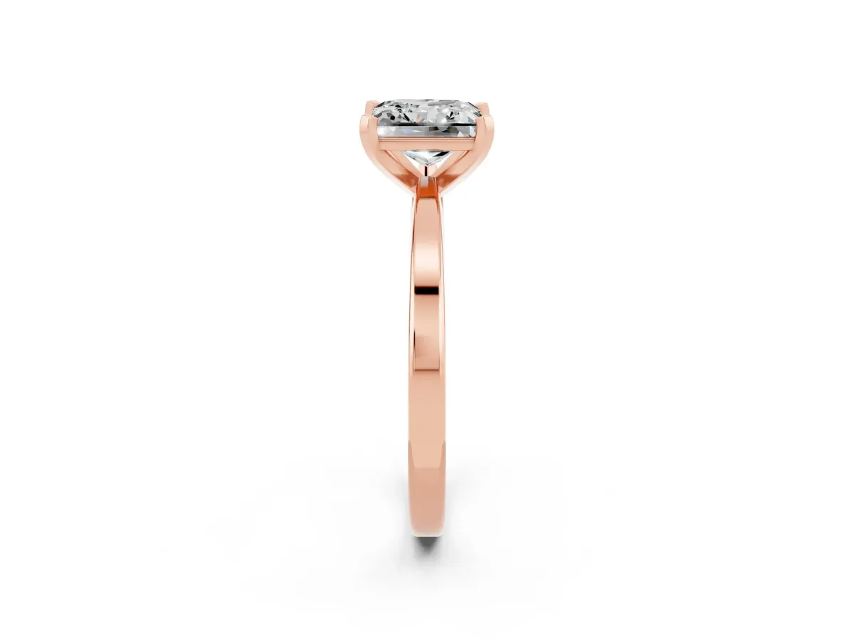 Princess Cut Moissanite Solitaire Engagement Ring with Classic Band and Four-Prong Setting Rose gold