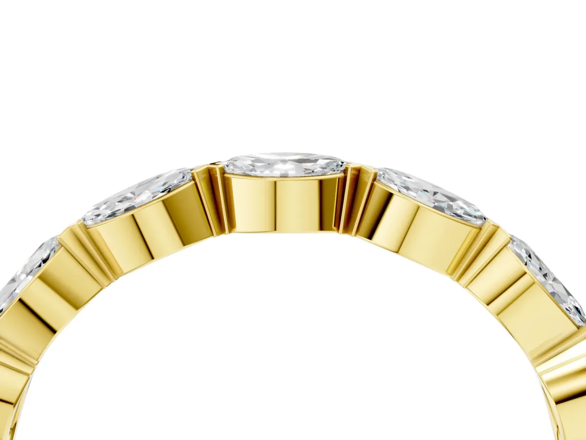 Marquise Diamond Eternity Band with Bezel Setting Yellow gold