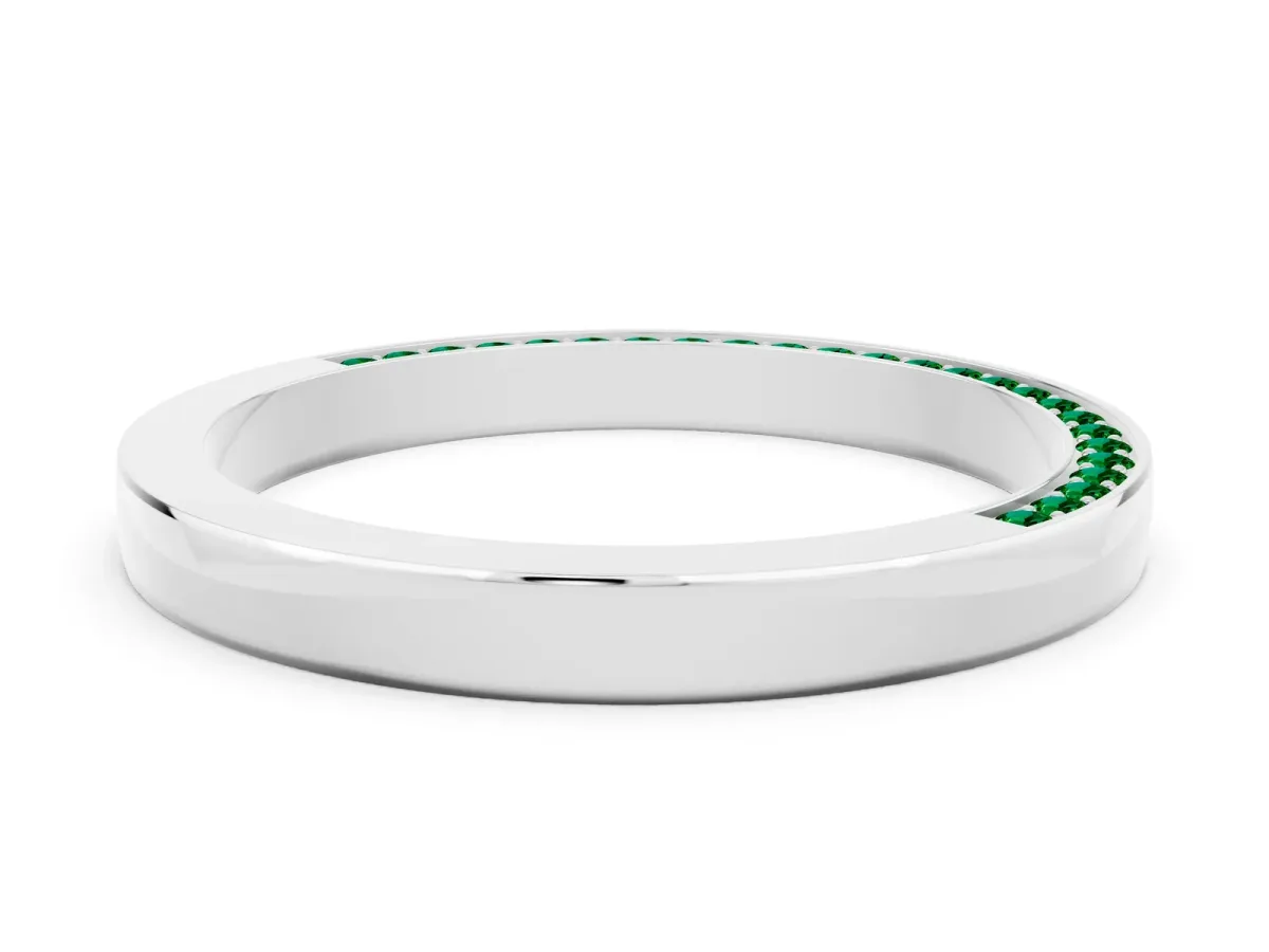 Pavé Round Emerald Channel Set Band White gold
