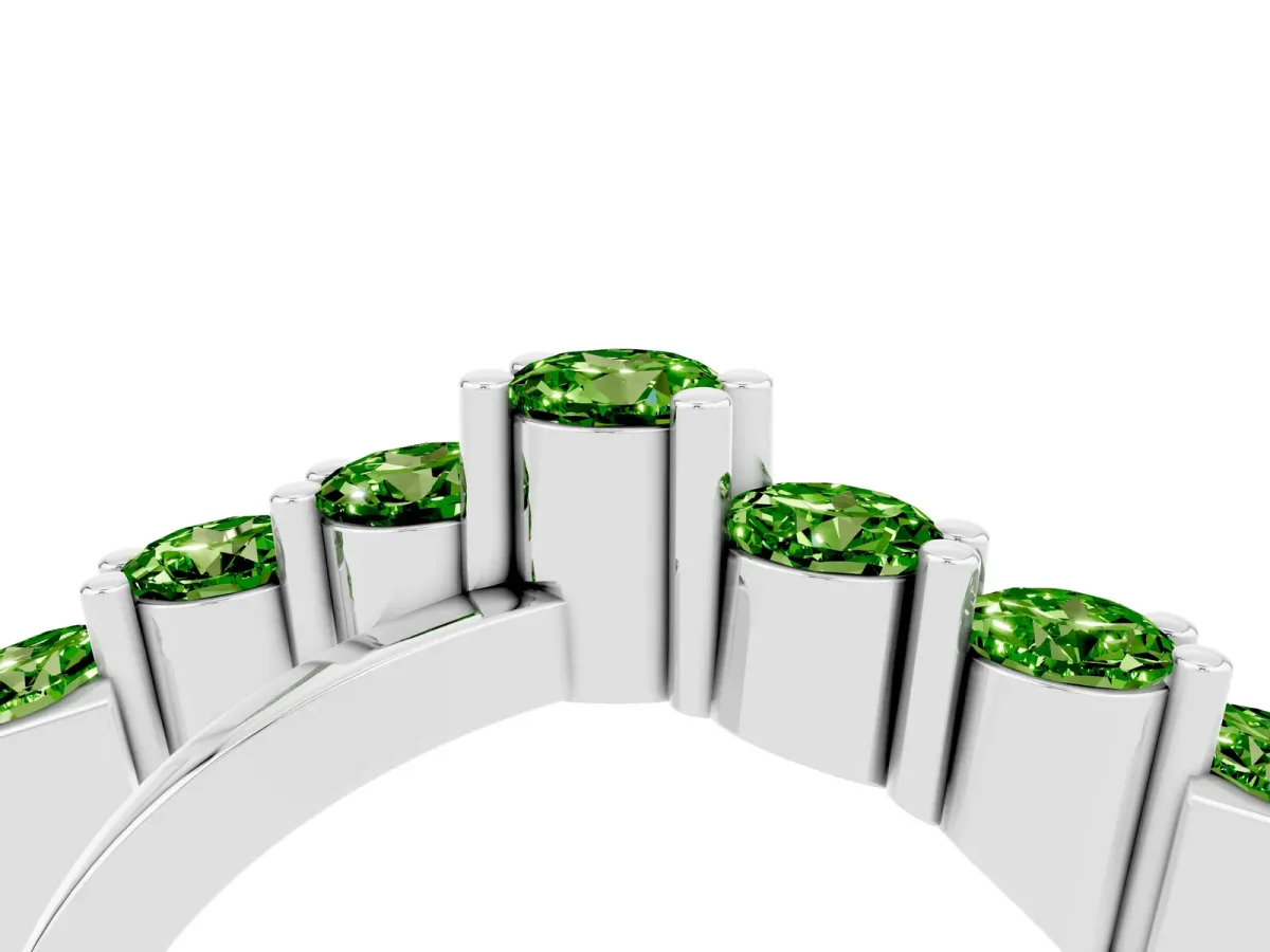 Round Peridot Prong-Set Crossover Band Platinum