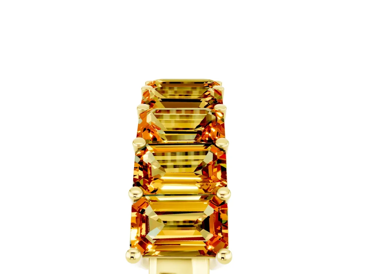 Emerald Cut Citrine Prong-Set Eternity Band Yellow gold