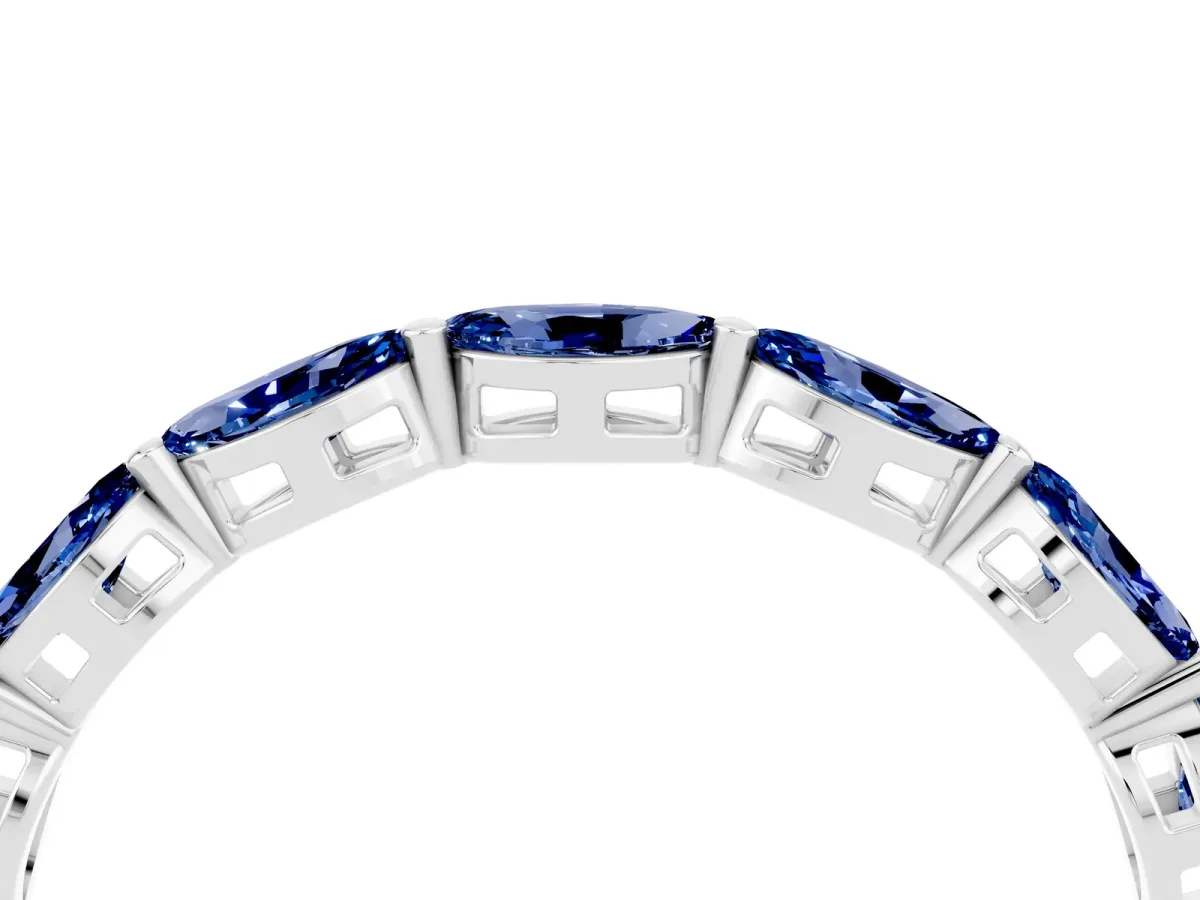Marquise Blue Sapphire Eternity Band with U-Prong Setting White gold