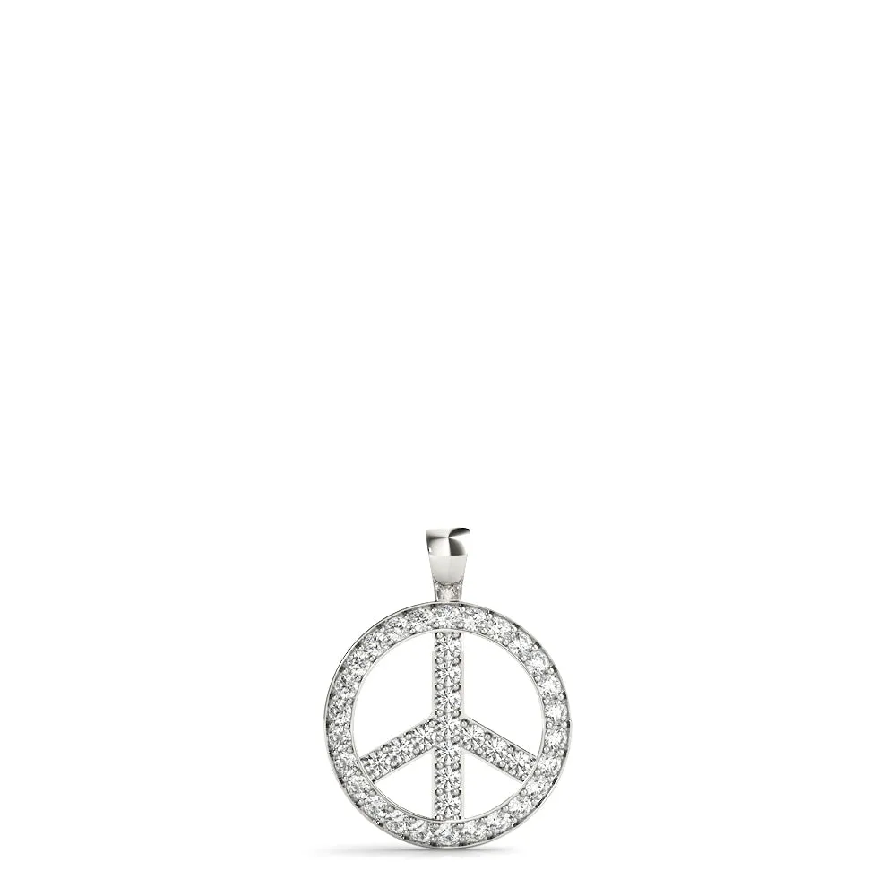 Round Brilliant Pavé-Set Diamond Peace Pendant White gold
