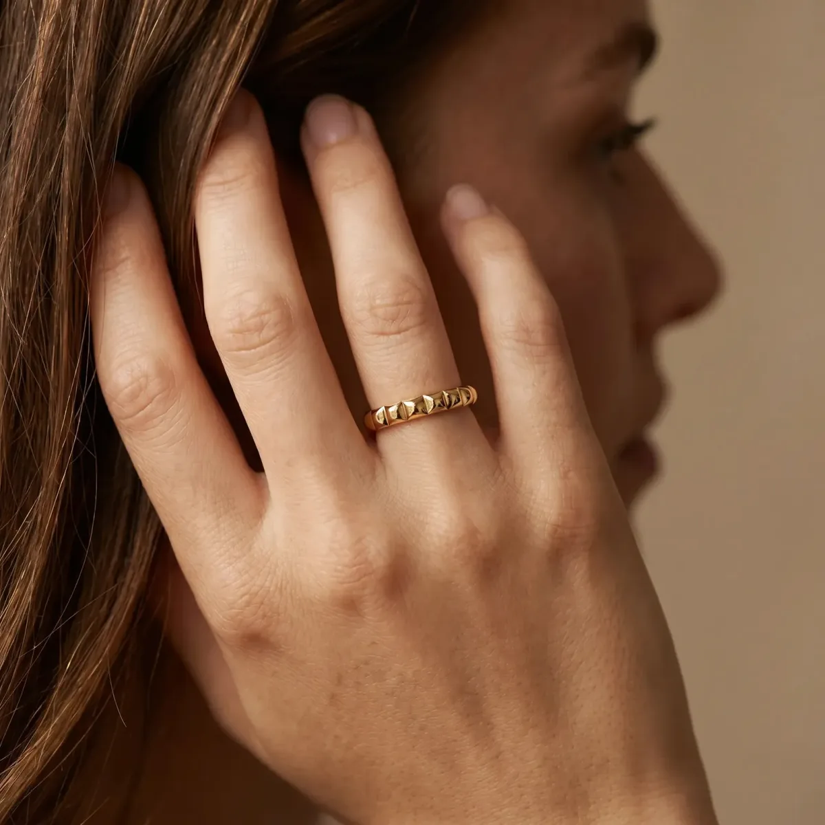 Bezel Set Round Stone Eternity Band Yellow gold