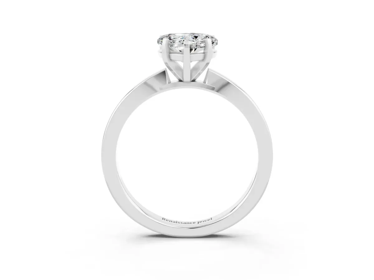 Heart Cut Moissanite Solitaire Engagement Ring with Classic Band and Four-Prong Setting Silver