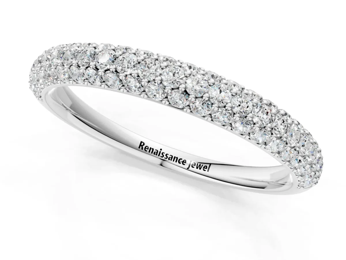 Round Diamond Pave Set White Gold Eternity Band White gold