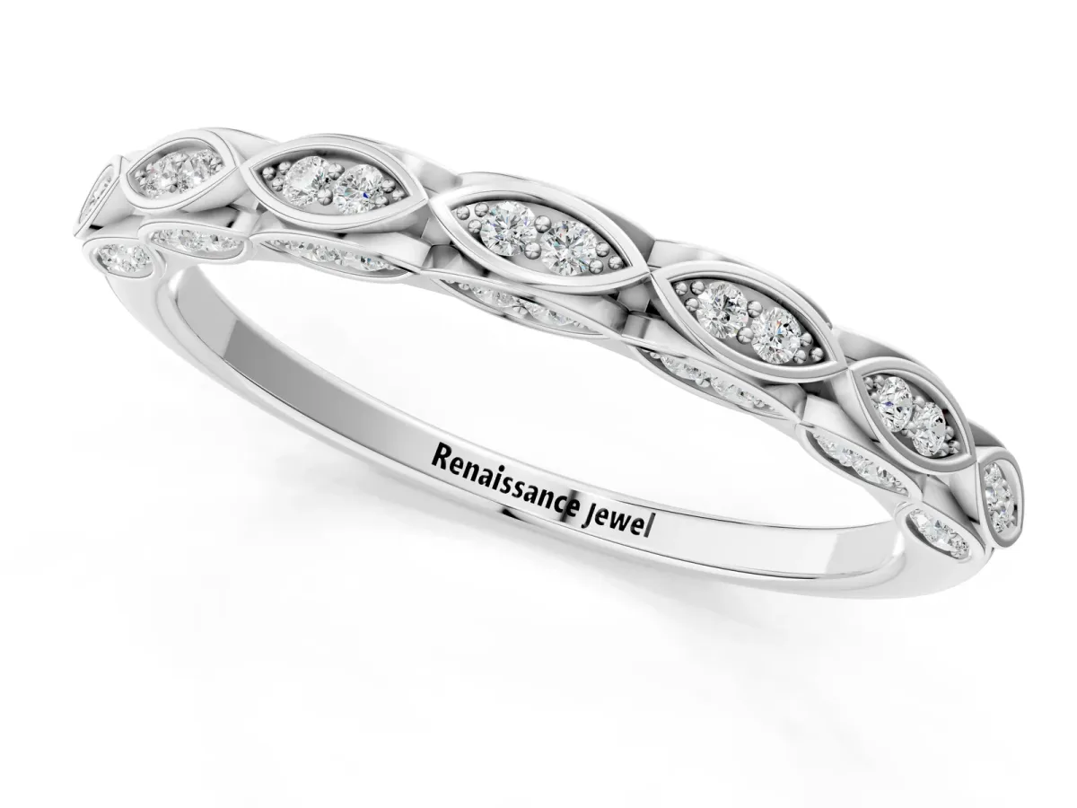 Marquise Diamond Eternity Band with Pavé and Bezel Setting Silver