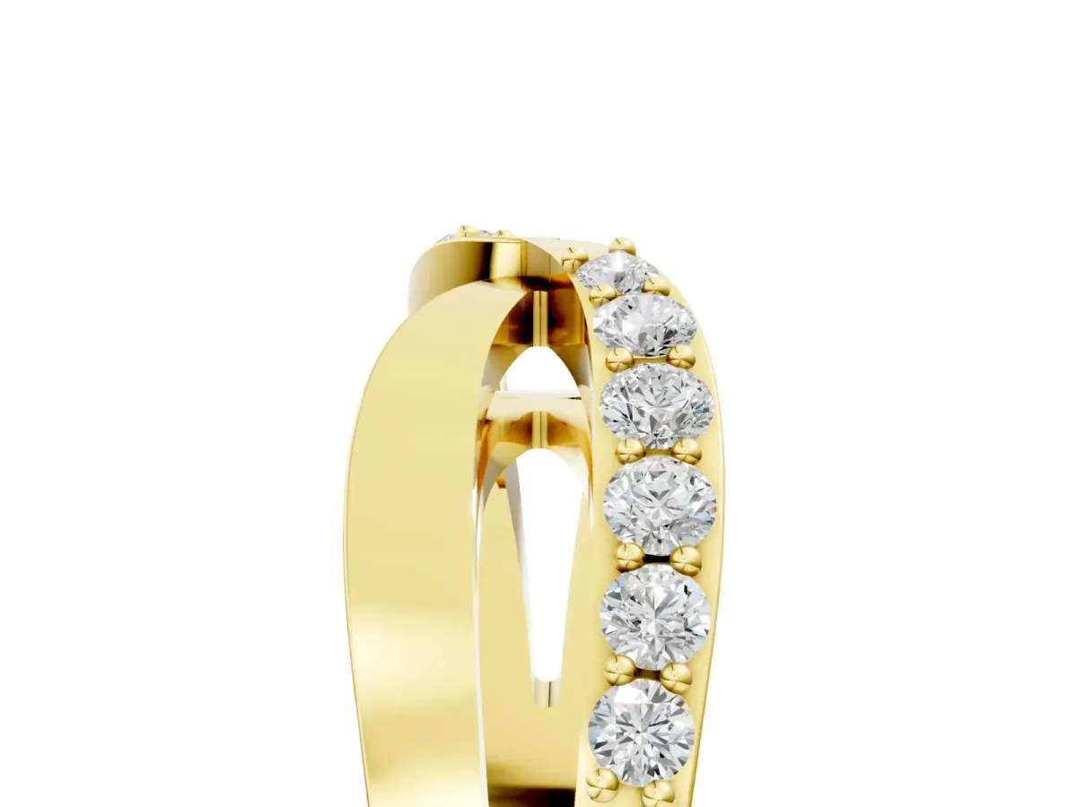 Twist Pave Round Diamond Infinity Band with Channel Setting Yellow gold