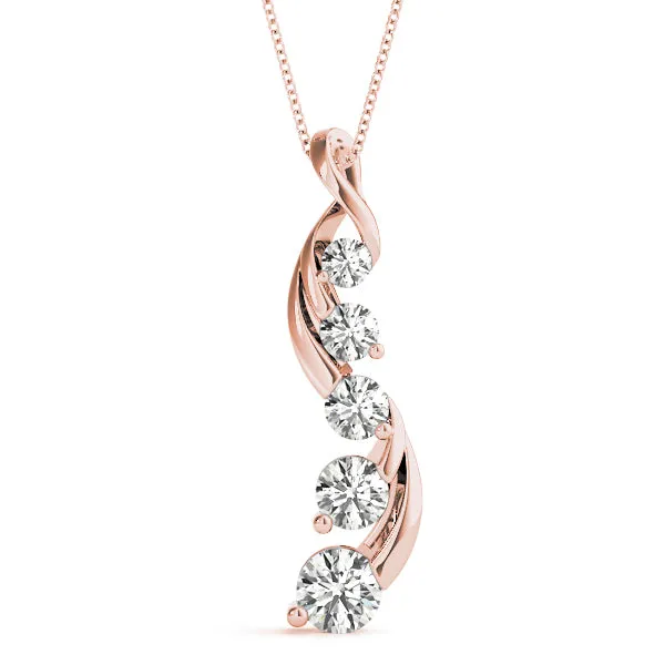 Round Brilliant Diamond Prong Set Pendant Rose gold