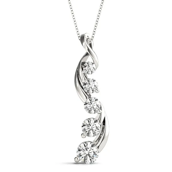 Round Brilliant Diamond Prong Set Pendant White gold