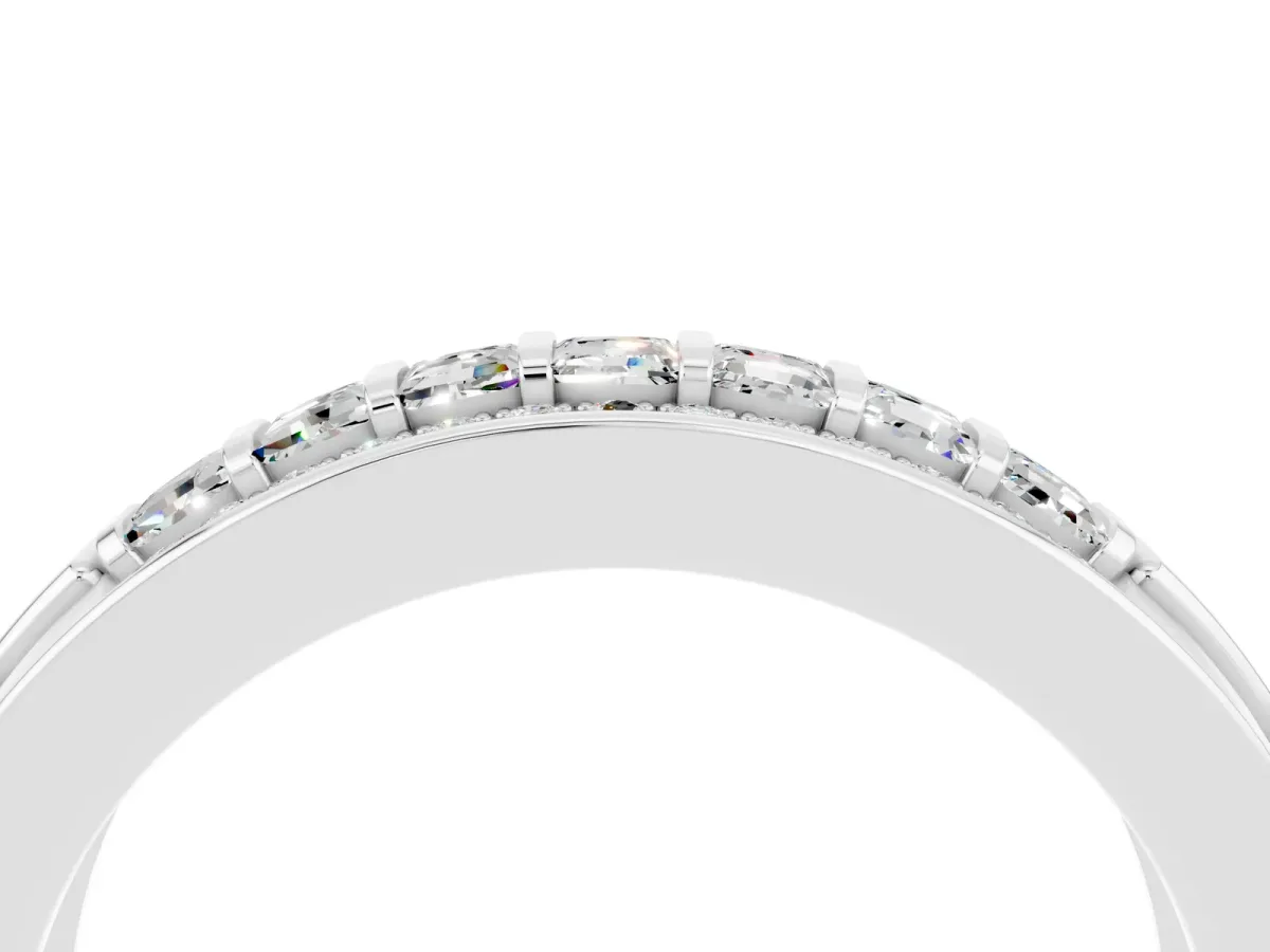 Bar-Set Princess Cut Moissanite Pavé Band Platinum