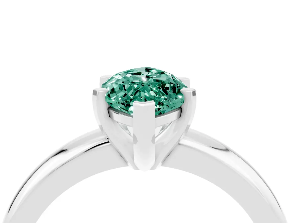 Marquise Cut Green Sapphire Solitaire Engagement Ring with Round Band and Four-Prong Setting Silver