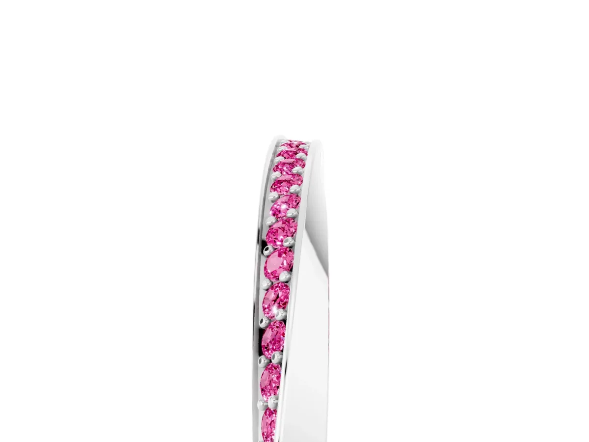 Pavé Round Pink Sapphire Twist Band White gold