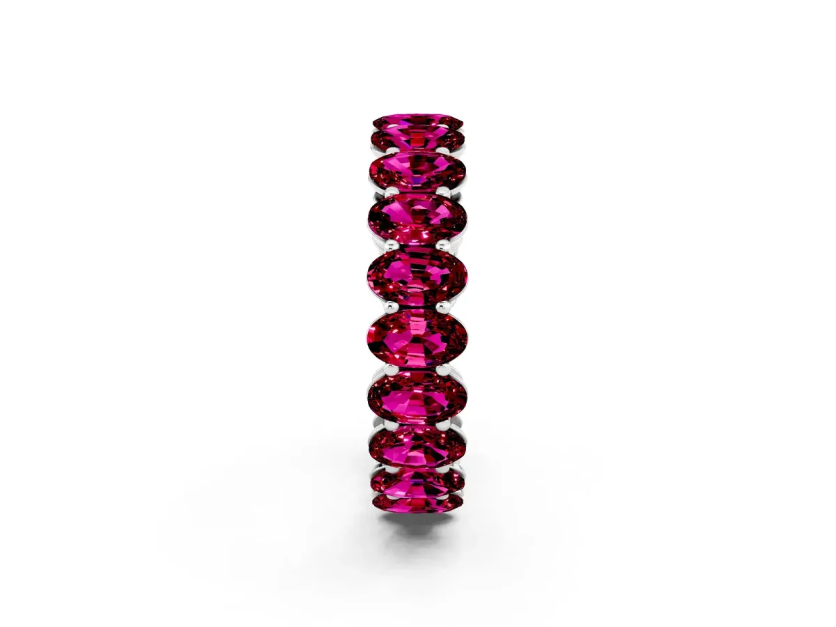 Oval Cut Garnet Eternity Band with Shared Prong Setting White gold