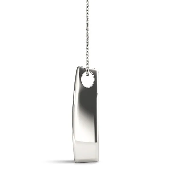 Channel Set Round Diamond Prong Pendant White gold