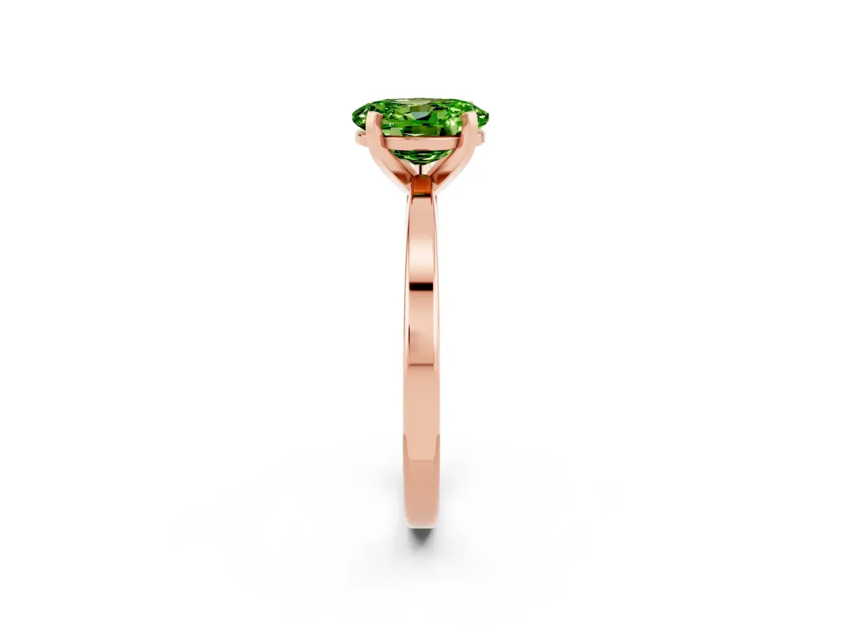 Oval Cut Peridot Solitaire Engagement Ring with Classic Band and Four-Prong Setting Rose gold