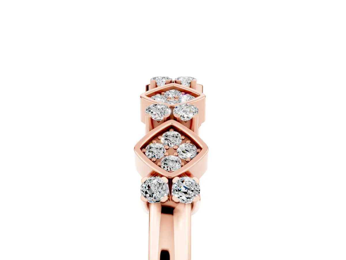 Pavé Cushion Moissanite Cluster Eternity Band with Prong Setting Rose gold