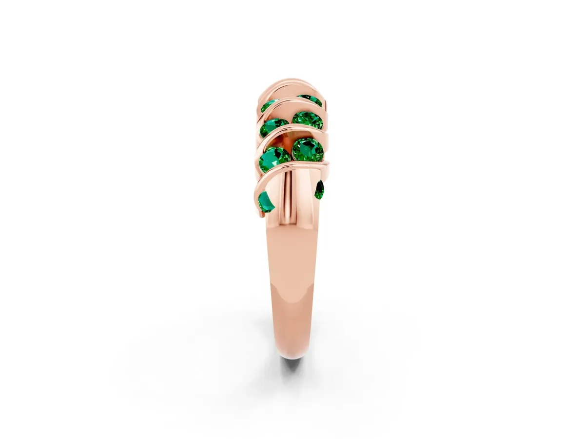 Channel Set Round Emerald Multi-Row Band Rose gold
