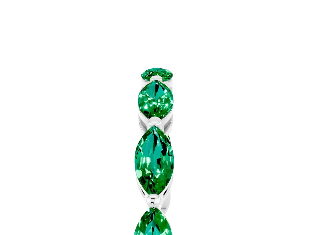 Marquise Emerald Eternity Band with U-Prong Setting Silver