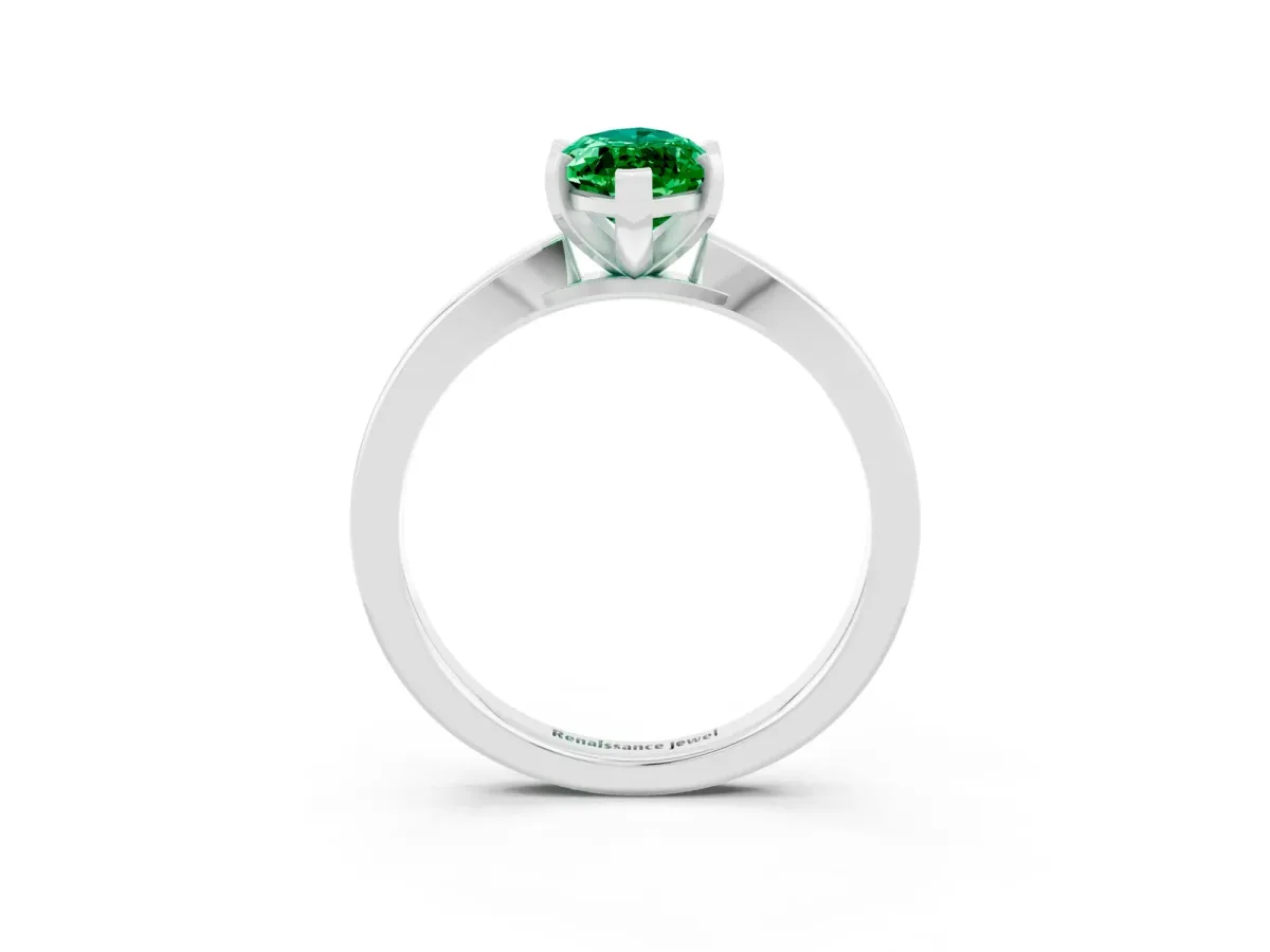 Marquise Cut Emerald Solitaire Engagement Ring with Classic Band and Four-Prong Setting Platinum