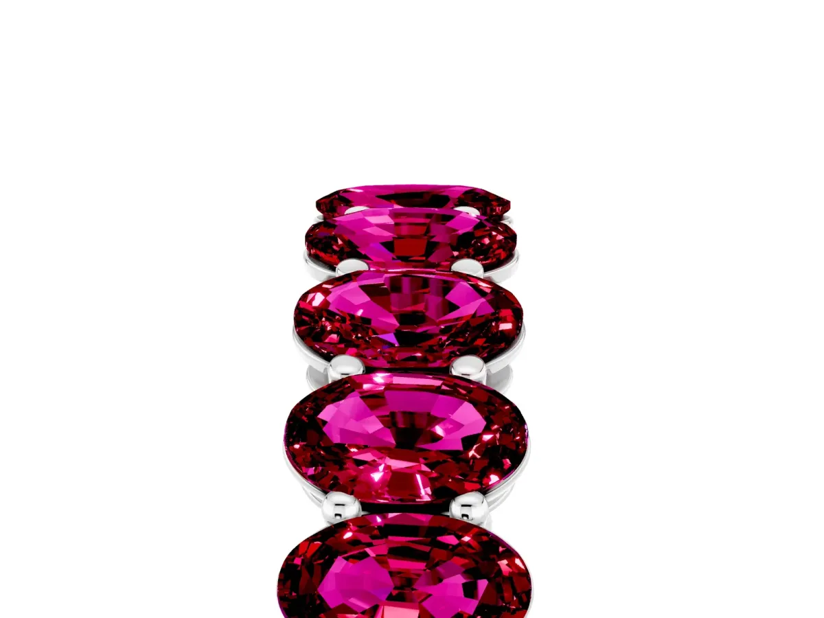 Oval Cut Garnet Eternity Band with Shared Prong Setting White gold