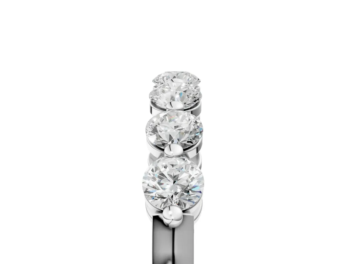Round Cut Diamond Prong Set Half Eternity Band White gold