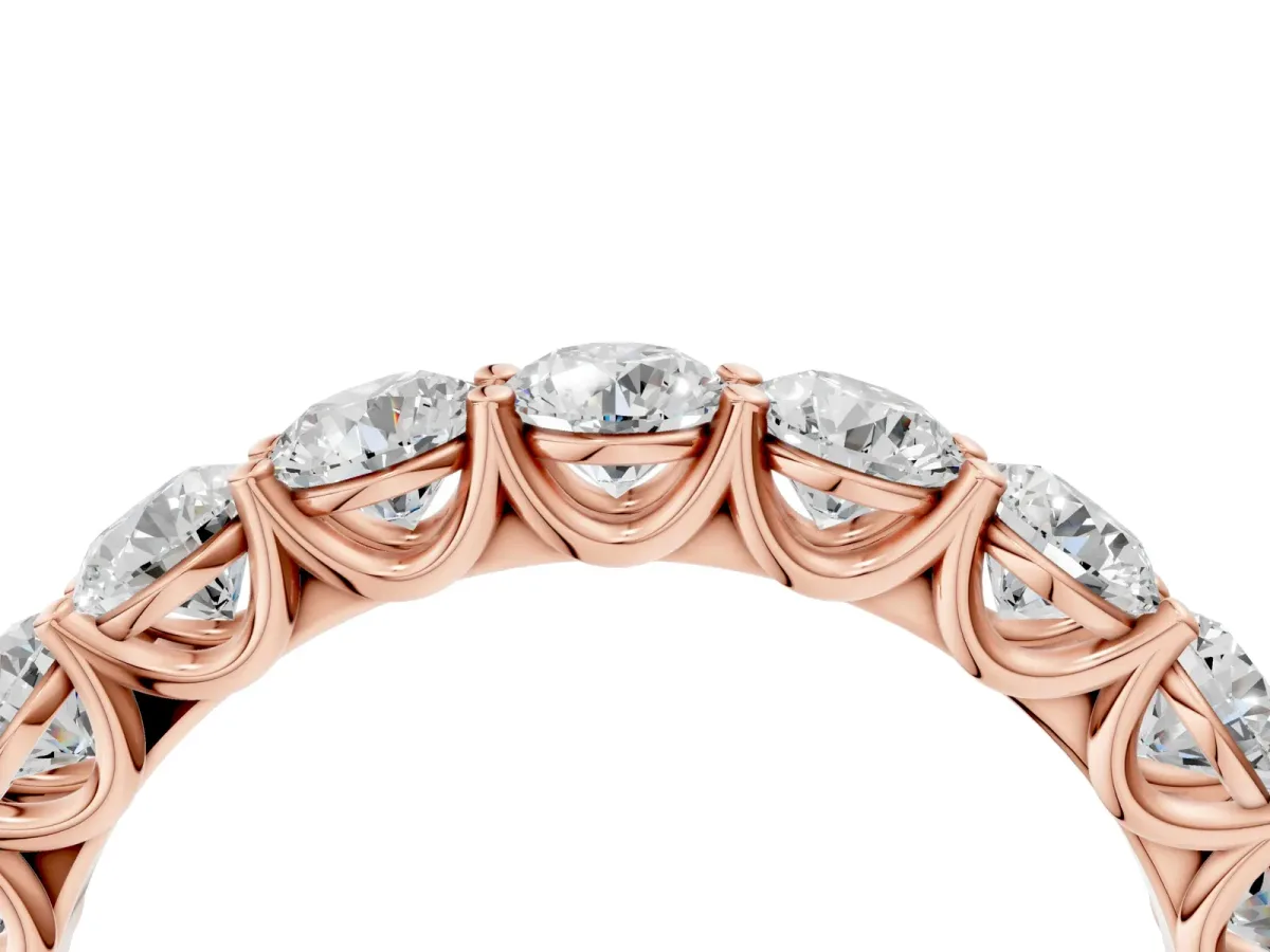 Round Diamond Shared Prong Eternity Band Rose gold