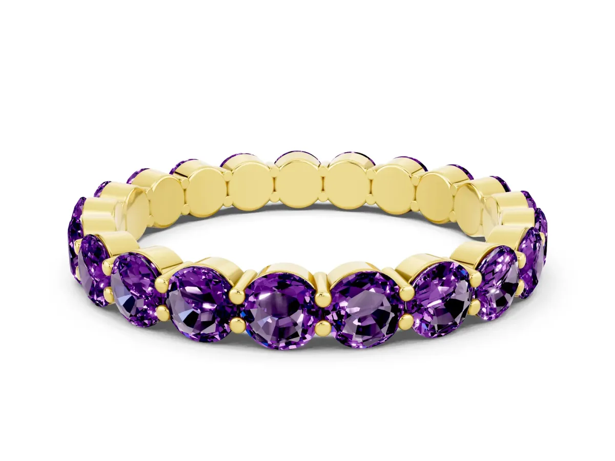Round Amethyst Eternity Band with U-Prong Setting Yellow gold