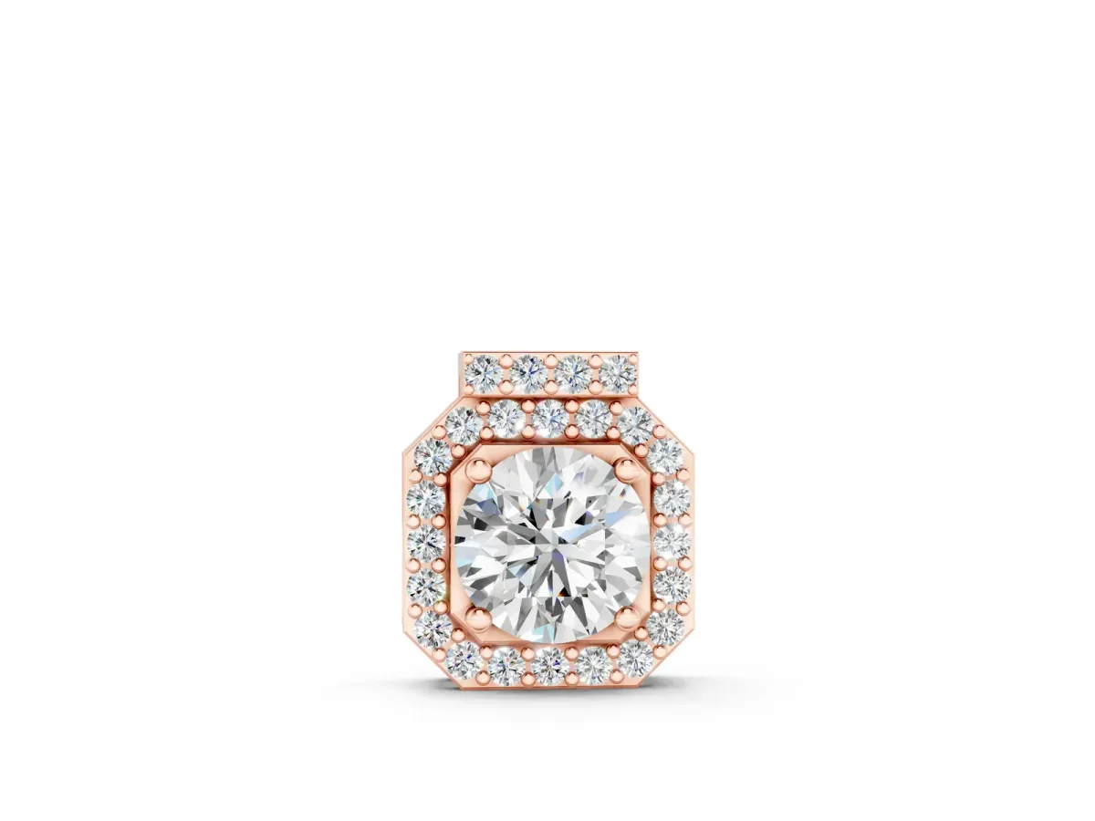 Round Halo Prong-Set Diamond Pendant Rose gold