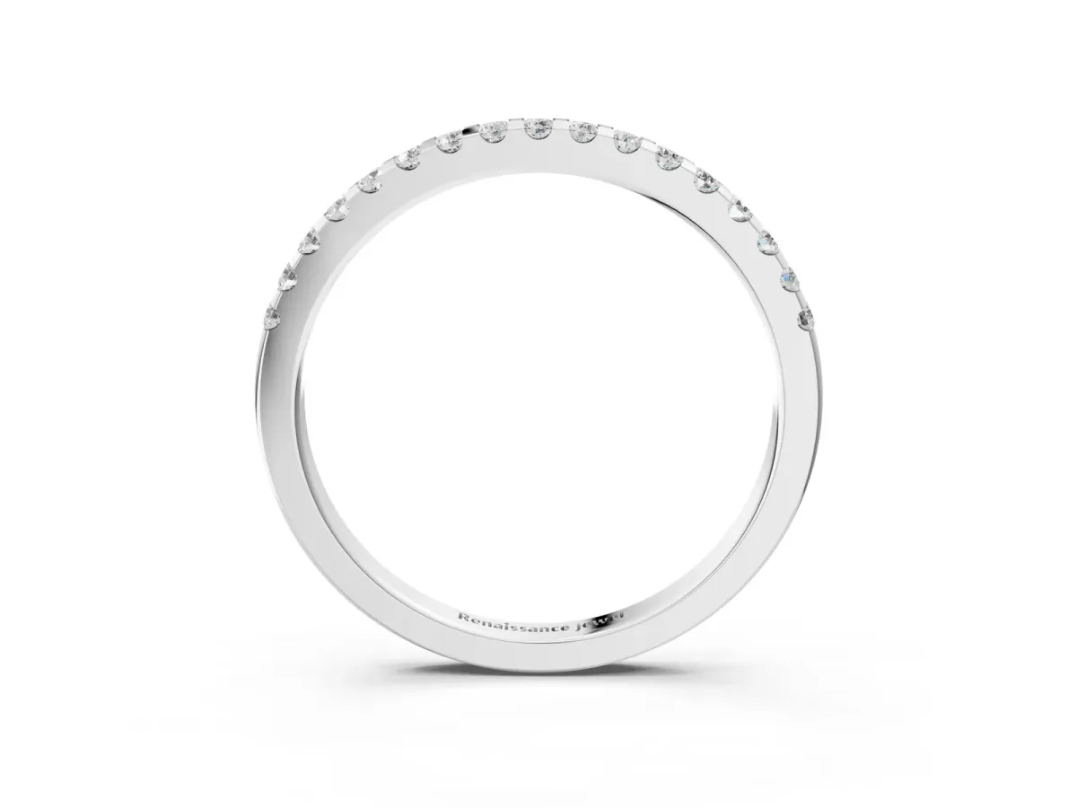 Round Diamond Half Eternity Prong Set Band White gold
