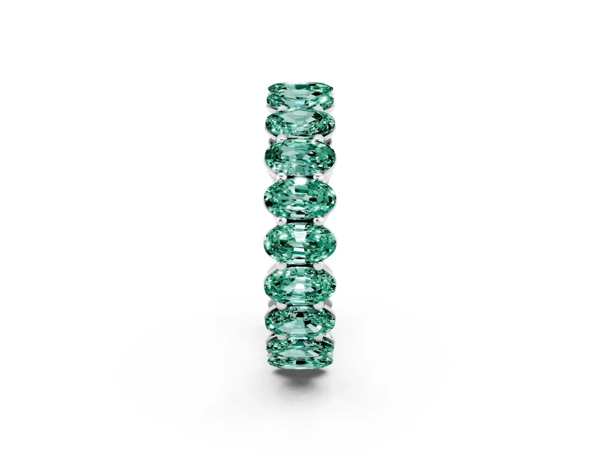 Oval Cut Green Sapphire Eternity Band with Shared Prong Setting White gold