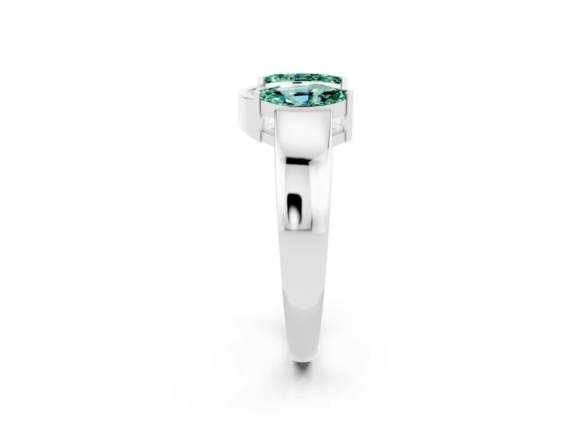 Marquise Green Sapphire Open Band Ring with Tension Setting Silver