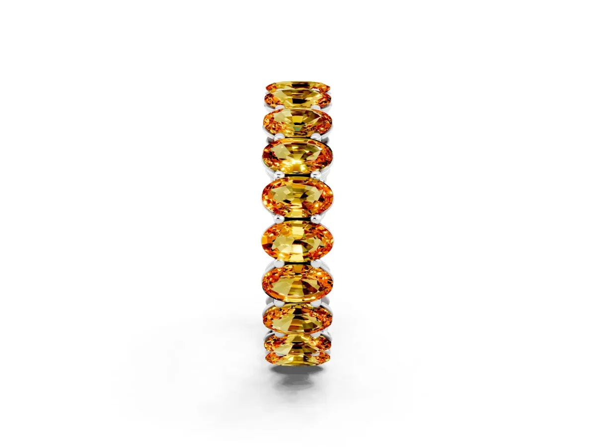 Oval Cut Citrine Eternity Band with Shared Prong Setting Platinum