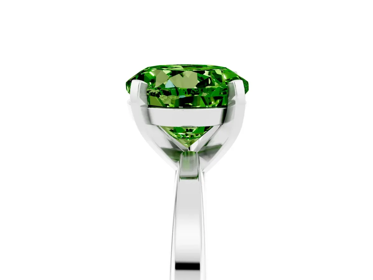 Round Cut Peridot Solitaire Engagement Ring with Classic Band and Four-Prong Setting White gold