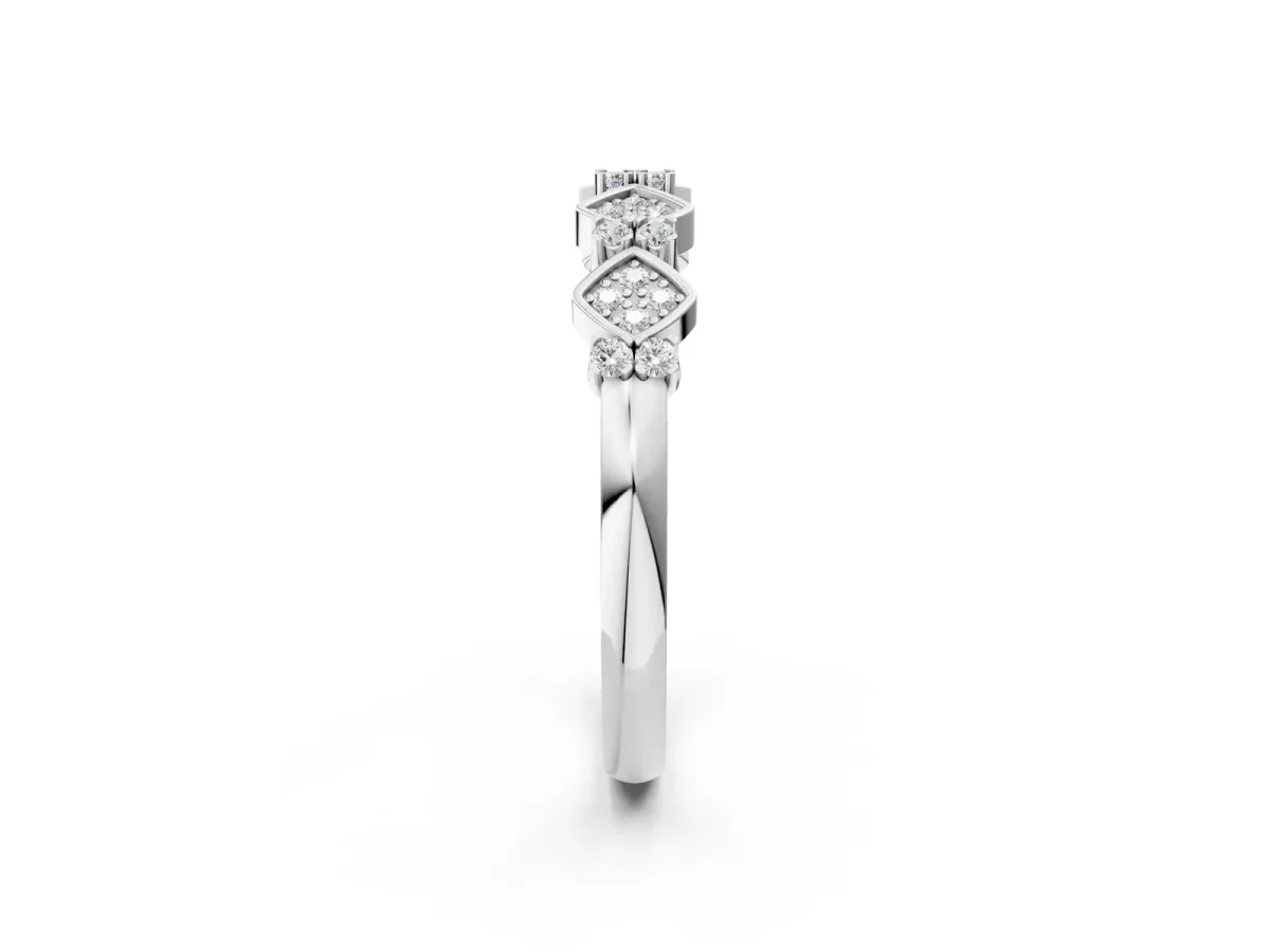 Pavé Cushion Diamond Cluster Eternity Band with Prong Setting Platinum