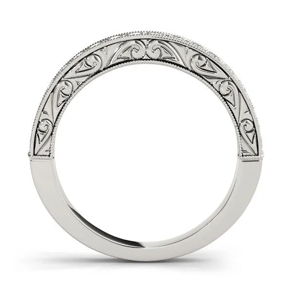 Channel Set Round Diamond Eternity Band with Milgrain Edging Silver
