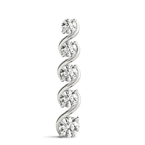 Round Diamond Prong-Set Swirl Pendant Silver