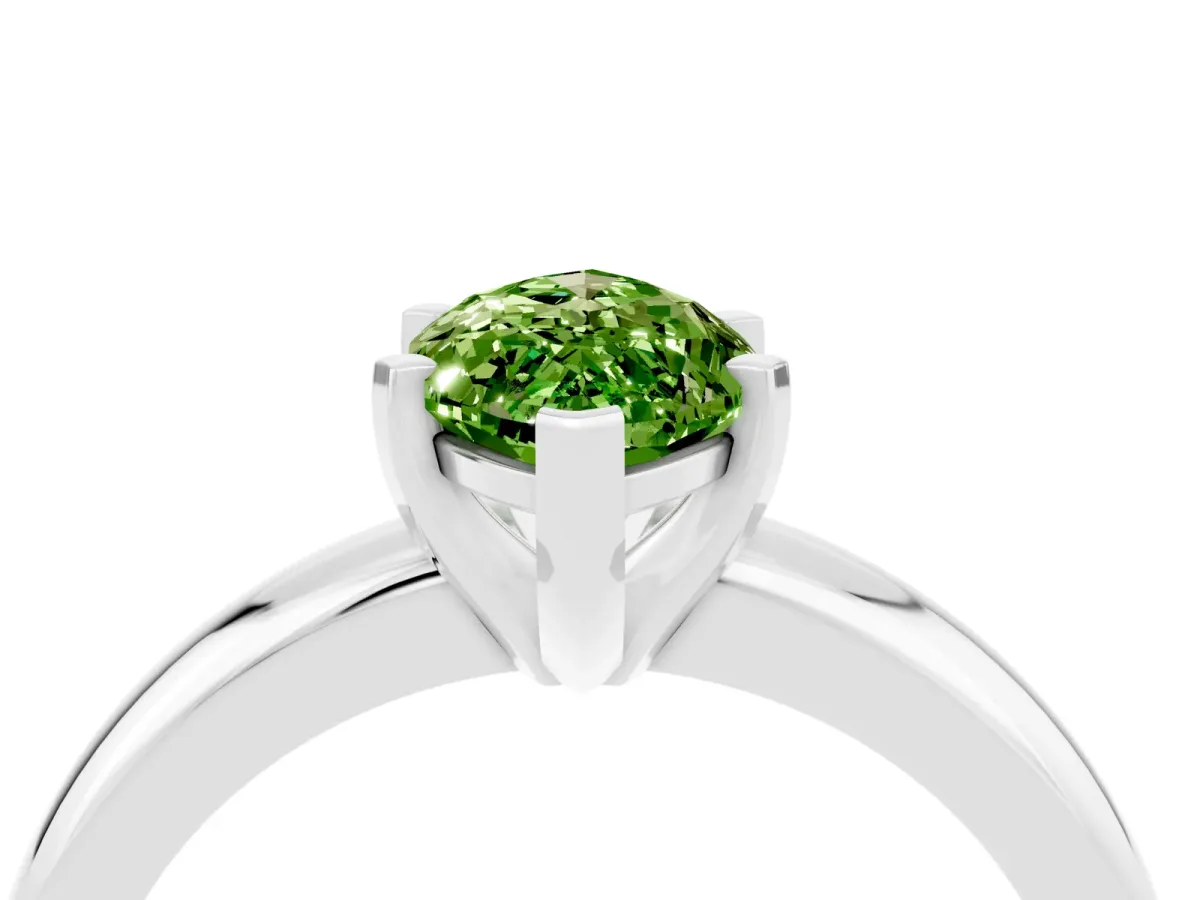 Marquise Cut Peridot Solitaire Engagement Ring with Round Band and Four-Prong Setting Silver