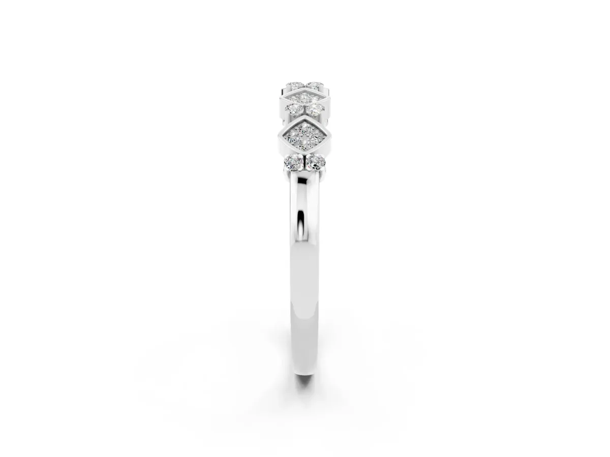 Pavé Cushion Moissanite Cluster Eternity Band with Prong Setting Silver