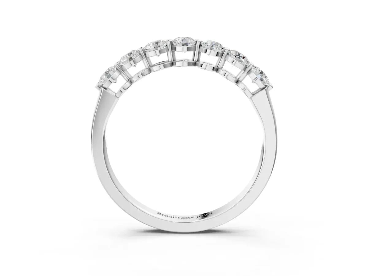 Round Cut Diamond Prong Set Half Eternity Band White gold