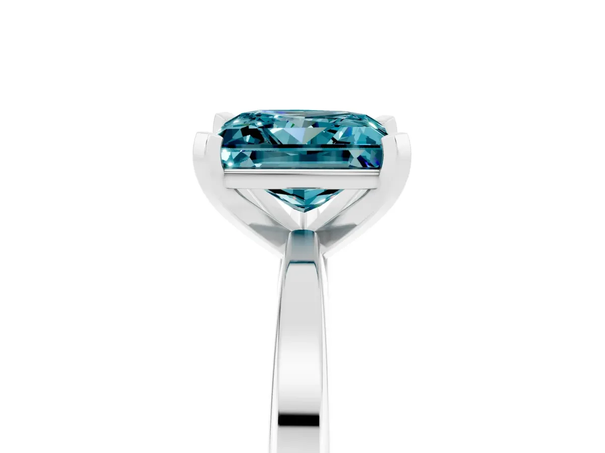 Princess Cut Blue Topaz Solitaire Engagement Ring with Classic Band and Four-Prong Setting Silver