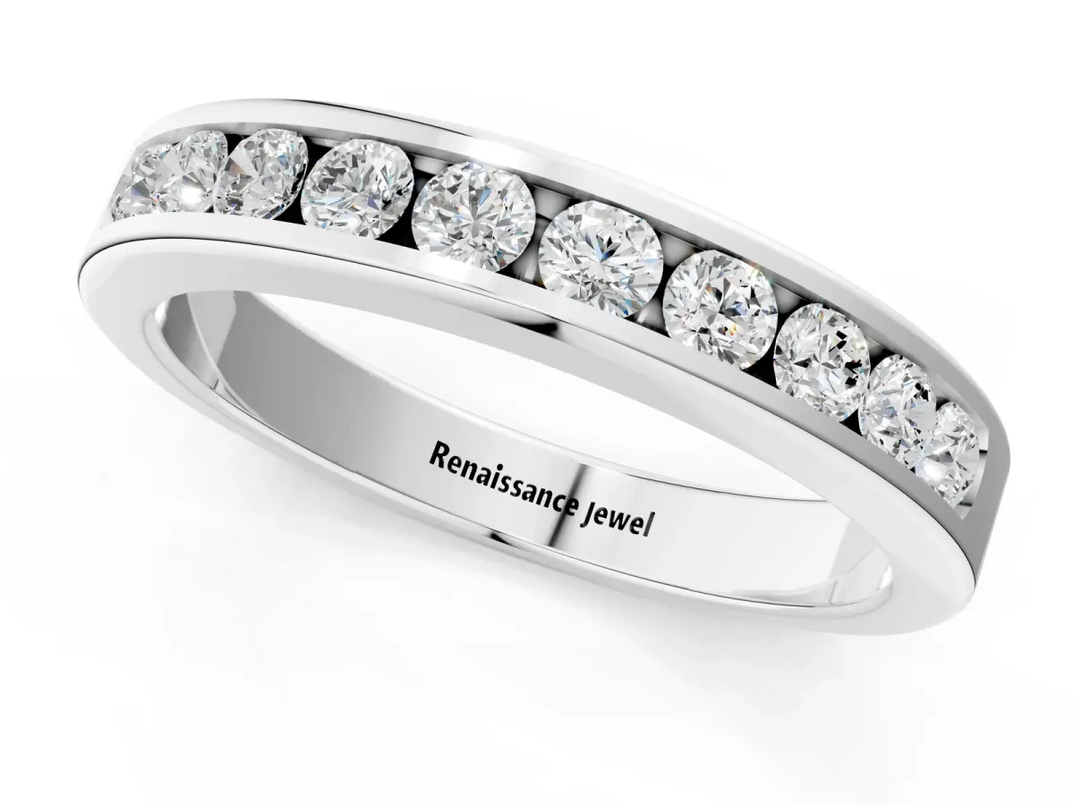 Channel-Set Round Diamond Eternity Band White gold