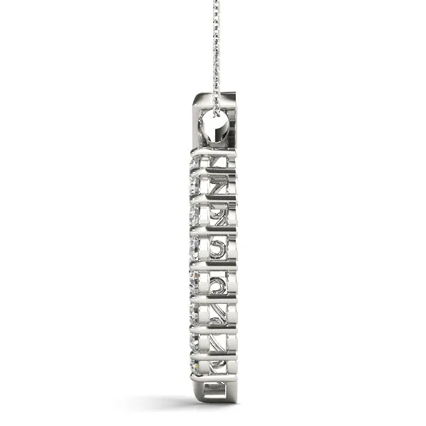 Round Diamond Prong Set Marquise Pendant Silver